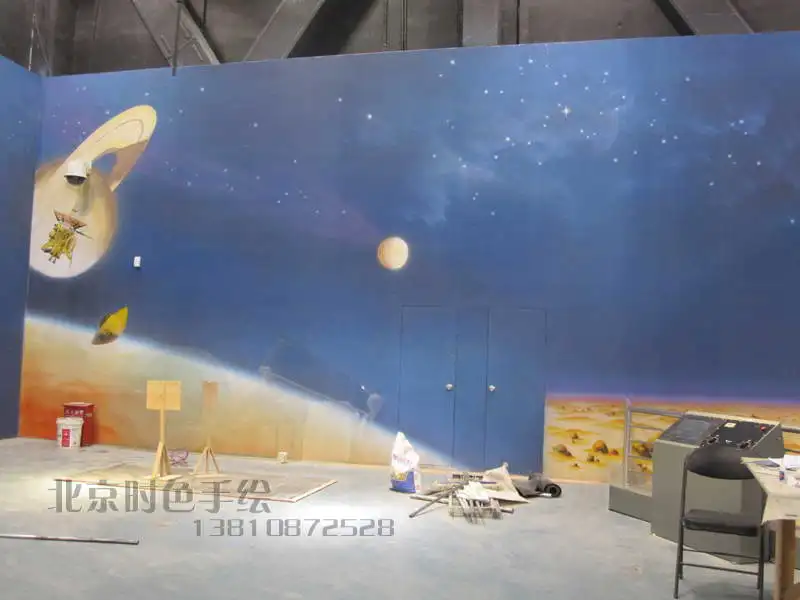    北京新科技馆手绘星空荧光壁画