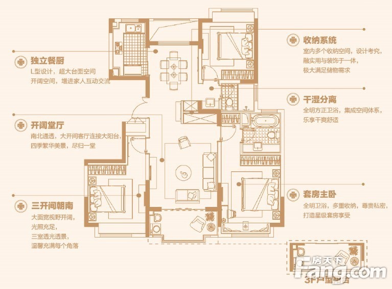 虹桥正荣府125平米舒适户型全解析!