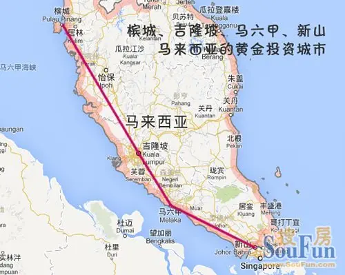 沿着长长的海岸线,槟城,吉隆坡,马六甲,新山