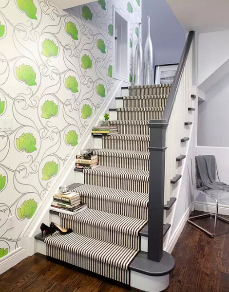 跃层,复式房楼梯装修效果图 楼梯壁纸成装修亮点