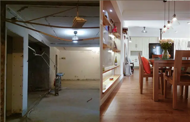 餐厅装修前后对比图