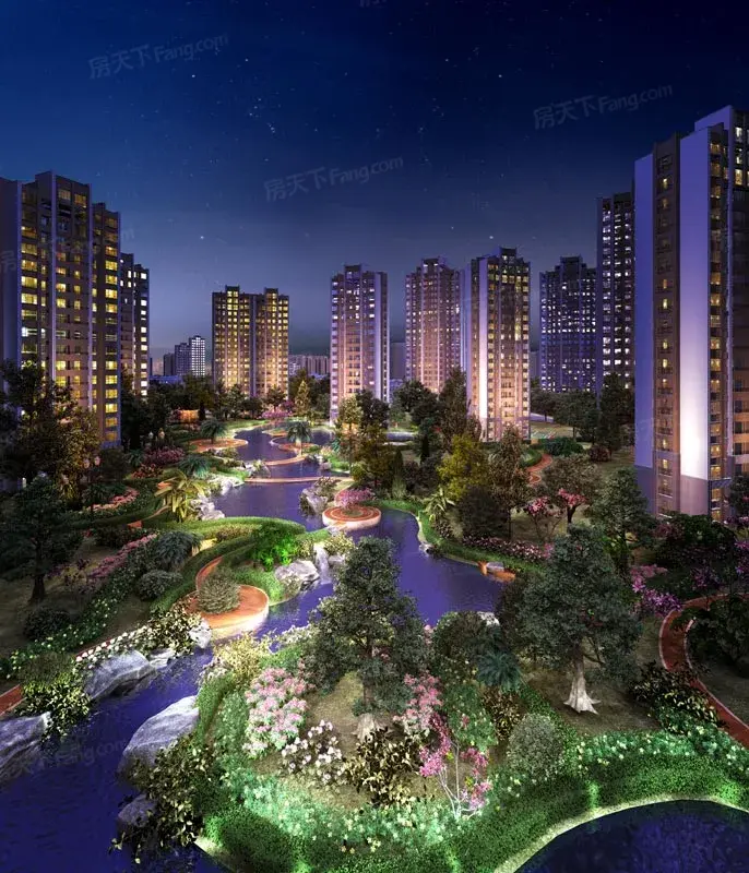 中庚城效果图水景夜景效果图