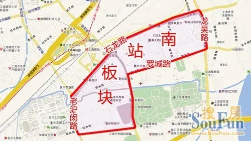 南站:北:石龙路,南:罗城路,西:老沪闵路,东:龙吴路