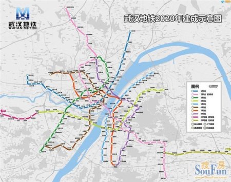 武汉地铁2020年建成示意图
