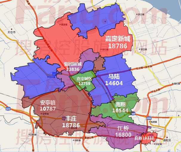 上海17区县板块二手房价格地图出炉