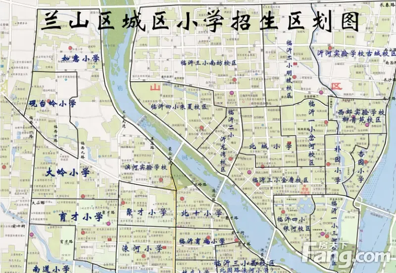 2015-2016年临沂市兰山区和北城新区中小学学区划分