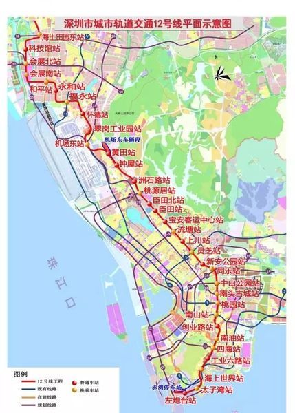 深圳地铁13号线是连接深圳湾口岸与公明的市域快线,线路跨南山区,宝图片